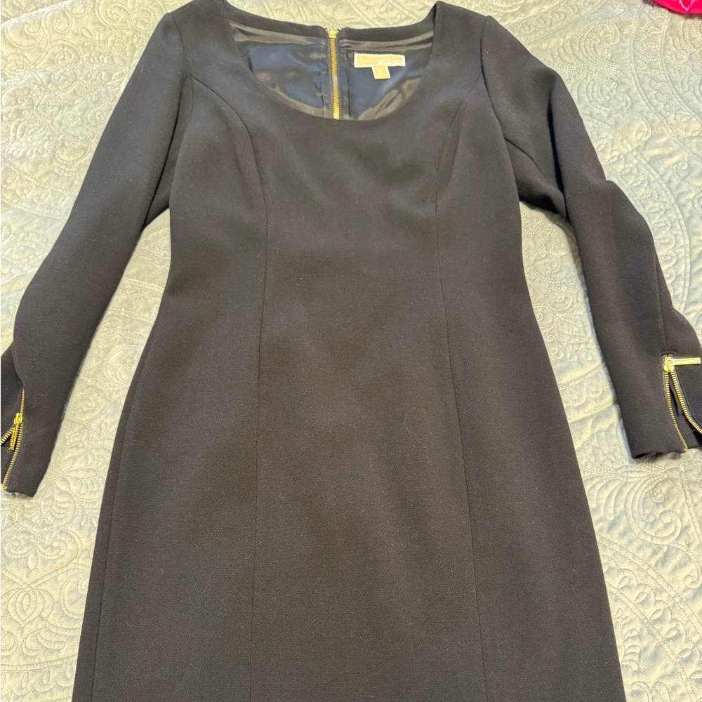 Michael Kors Elegant Black Dress w/ Gold Zippers